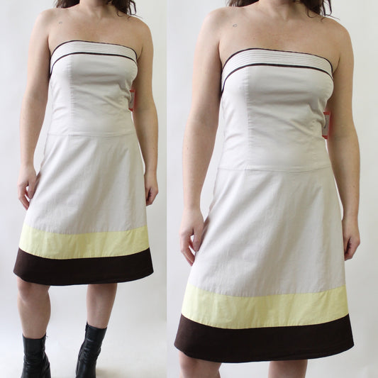 Y2K Tan and Brown Tube Dress