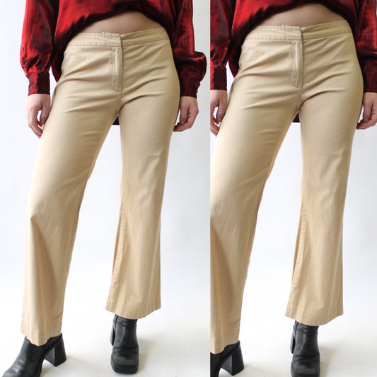 Y2K Sisley Flat Front Khaki Trouser