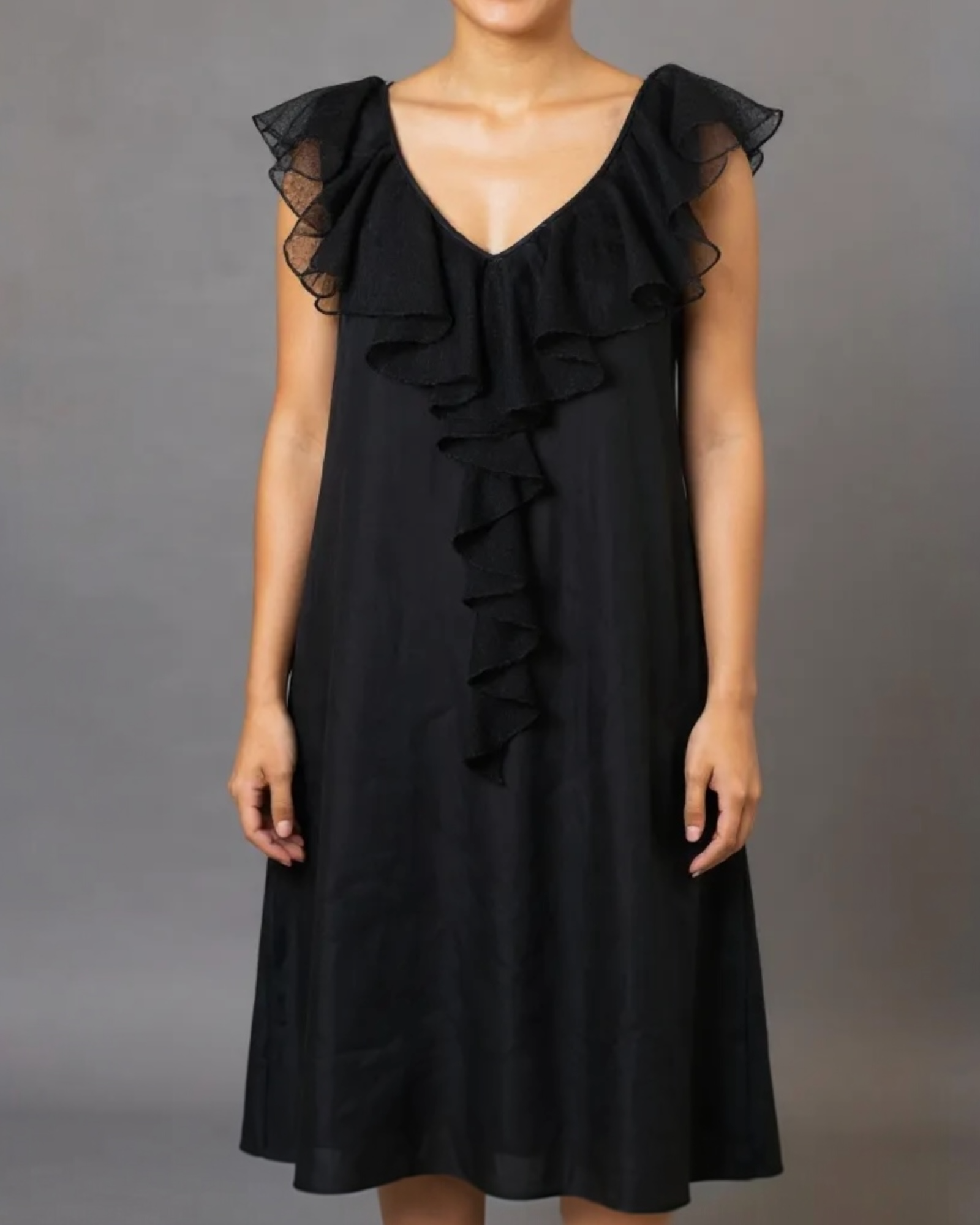 90s Swiss Dot Ruffle Slip Dress