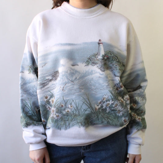 90s Lighthouse All Over Print Sweatshirt