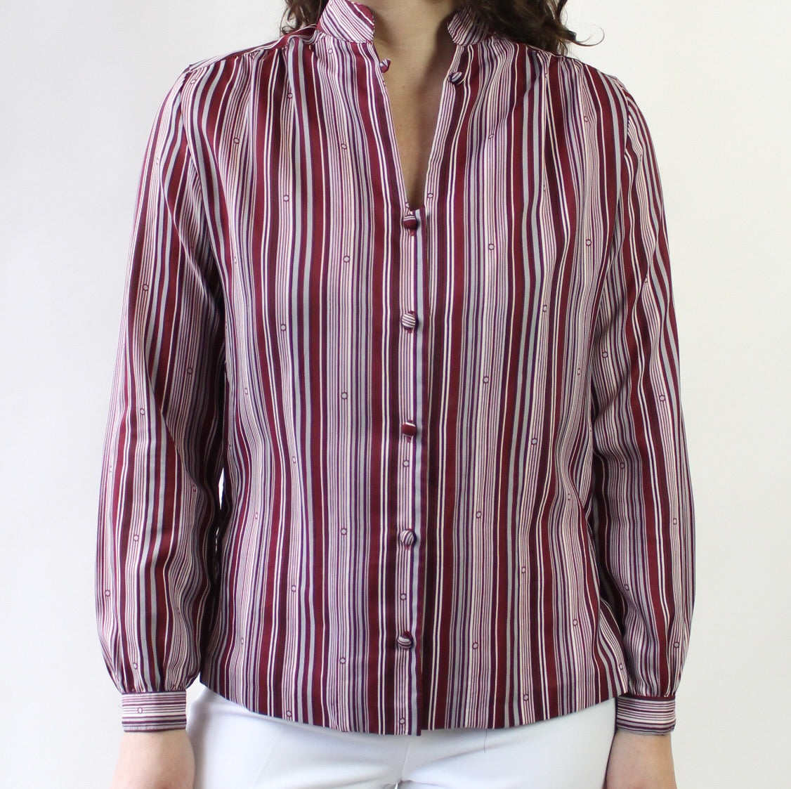 80s Panther Dots and Stripes Blouse