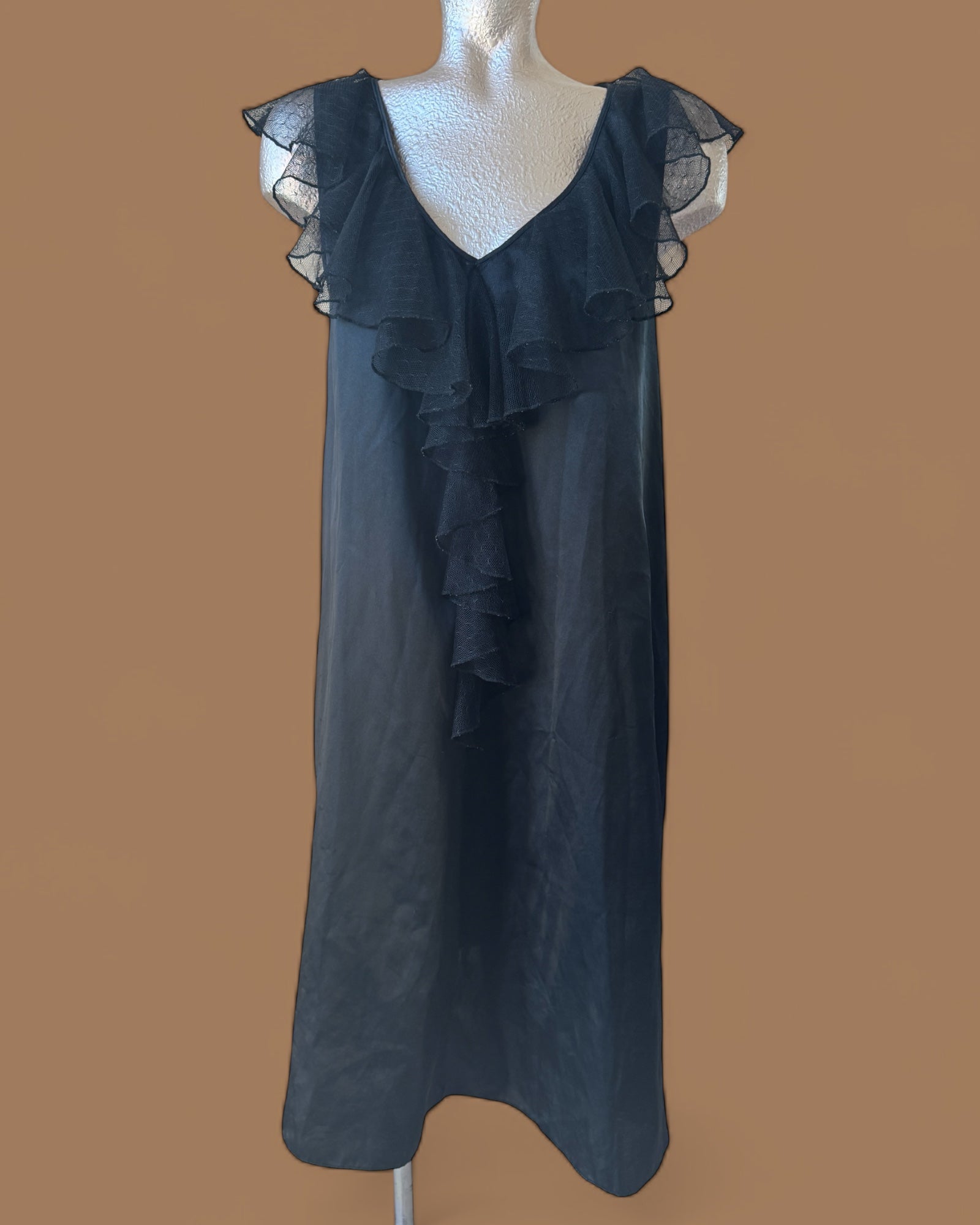 90s Swiss Dot Ruffle Slip Dress