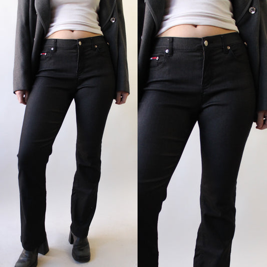 Y2K Shiny Black Tommy Hilfiger Pants