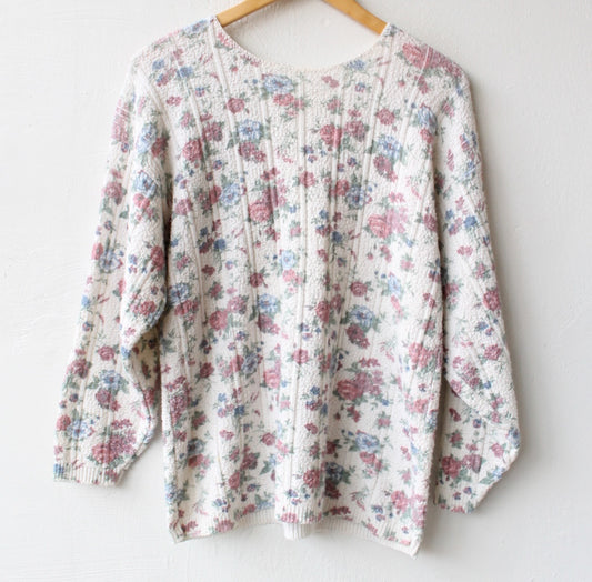 90s Floral Cotton Sweater