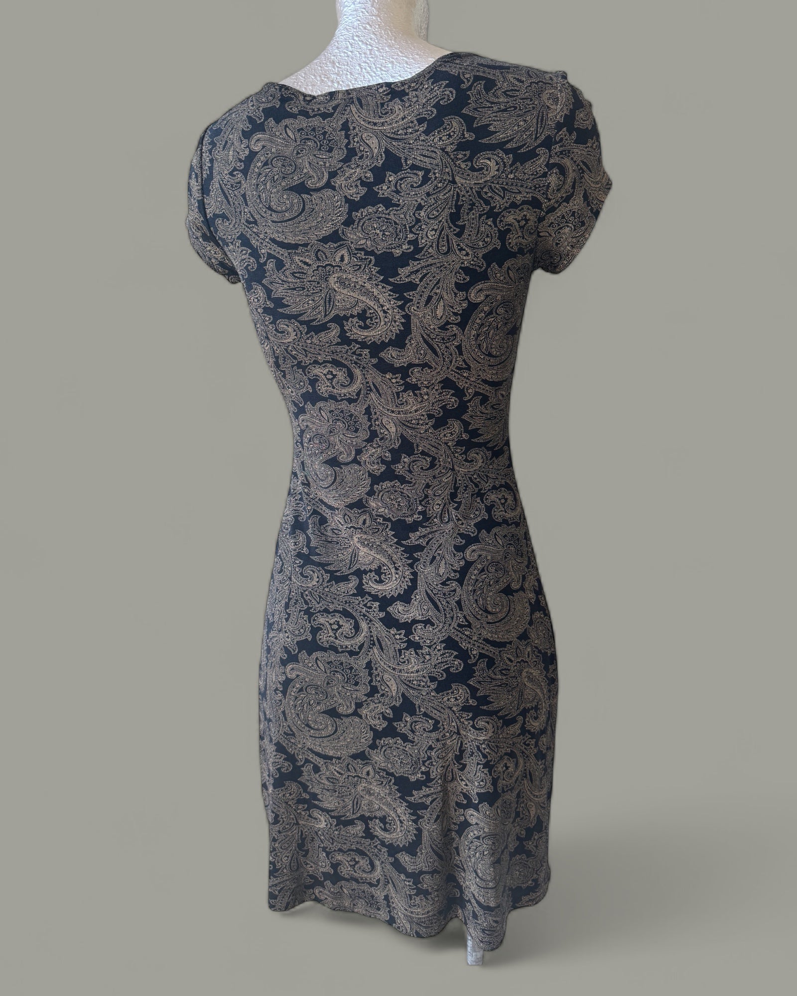 90s Slinky Paisley Mini Dress with Cut Out