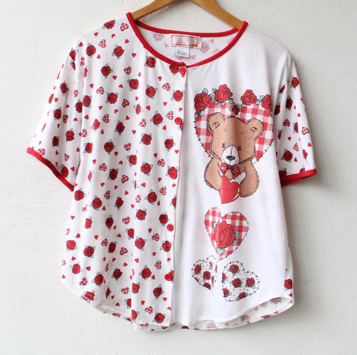 90s Teddy Hearts PJ Top