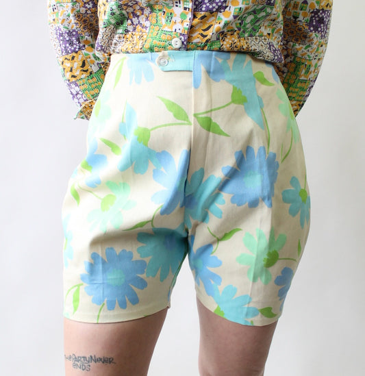60s Deadstock Blue Daisy Shorts
