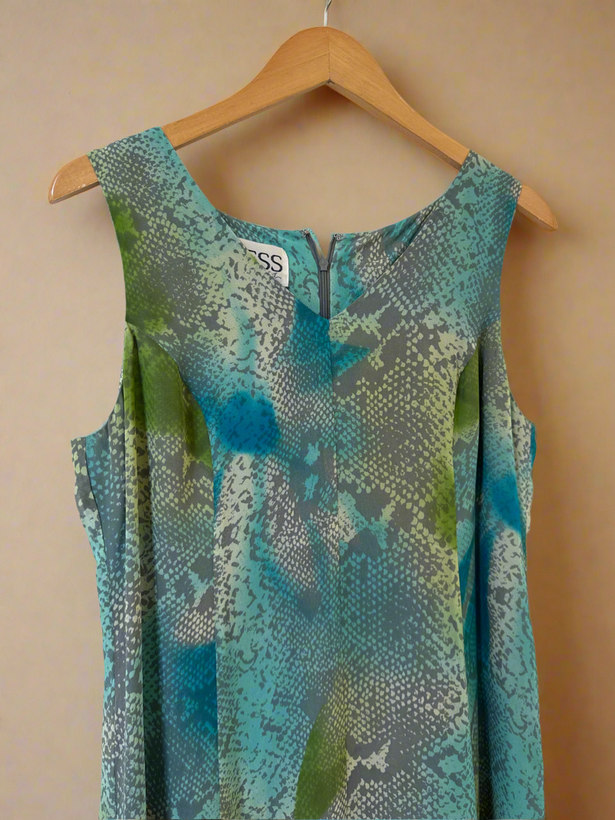Y2K Aqua Colors Silk Snakeskin Dress