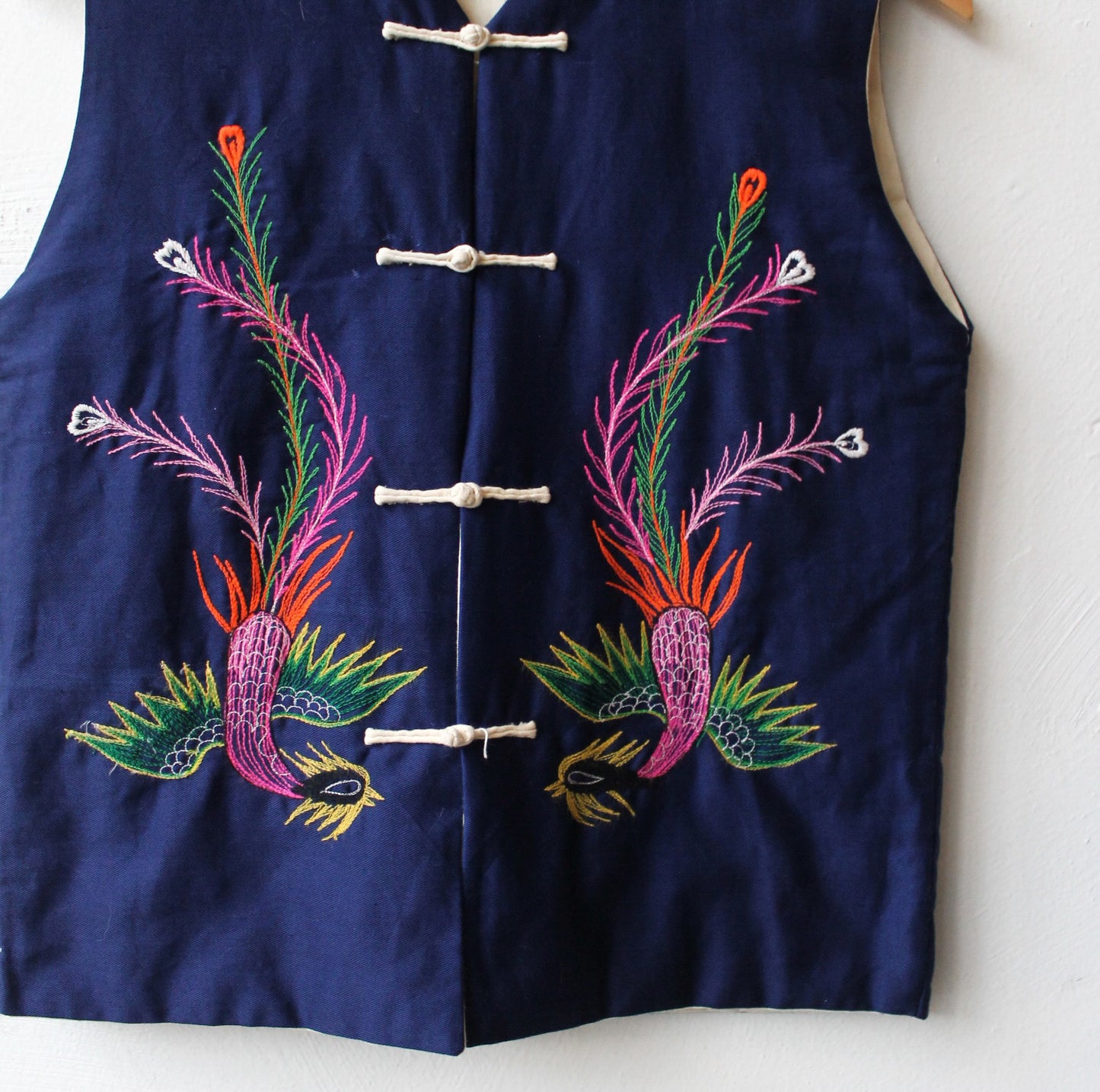 60s Embroidered Birds and Dragon Vest