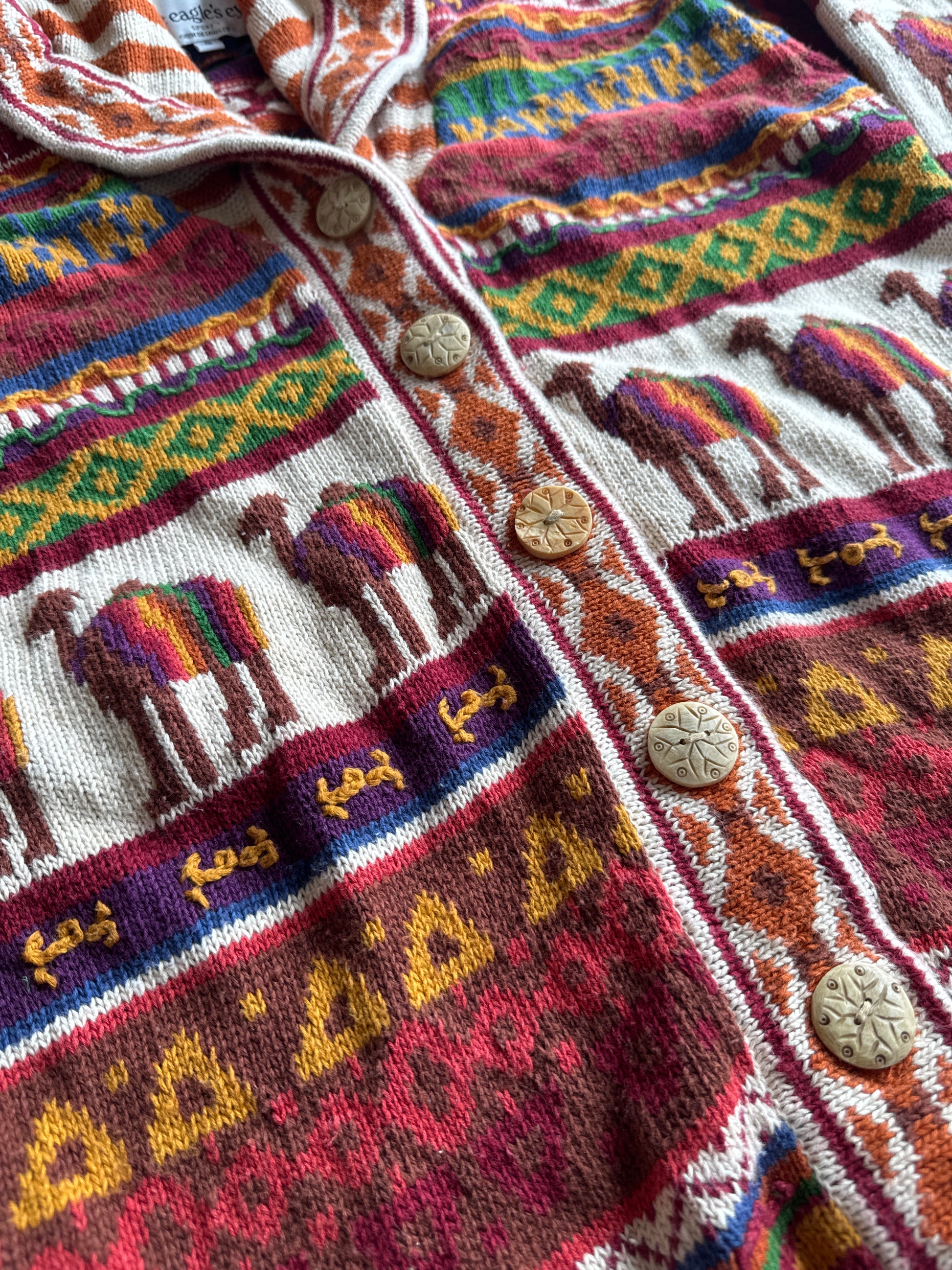 90s Traveling Camels Cotton Blend Cardigan