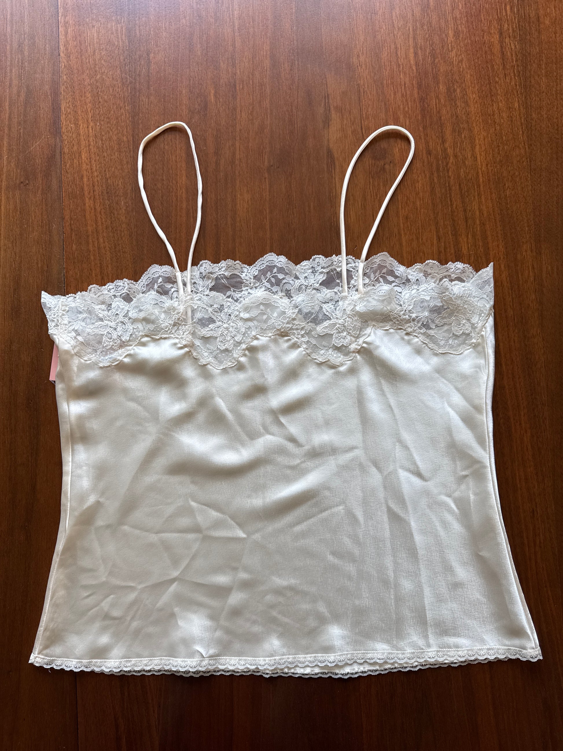 90s Allison Taylor Satin Ivory Slip Top