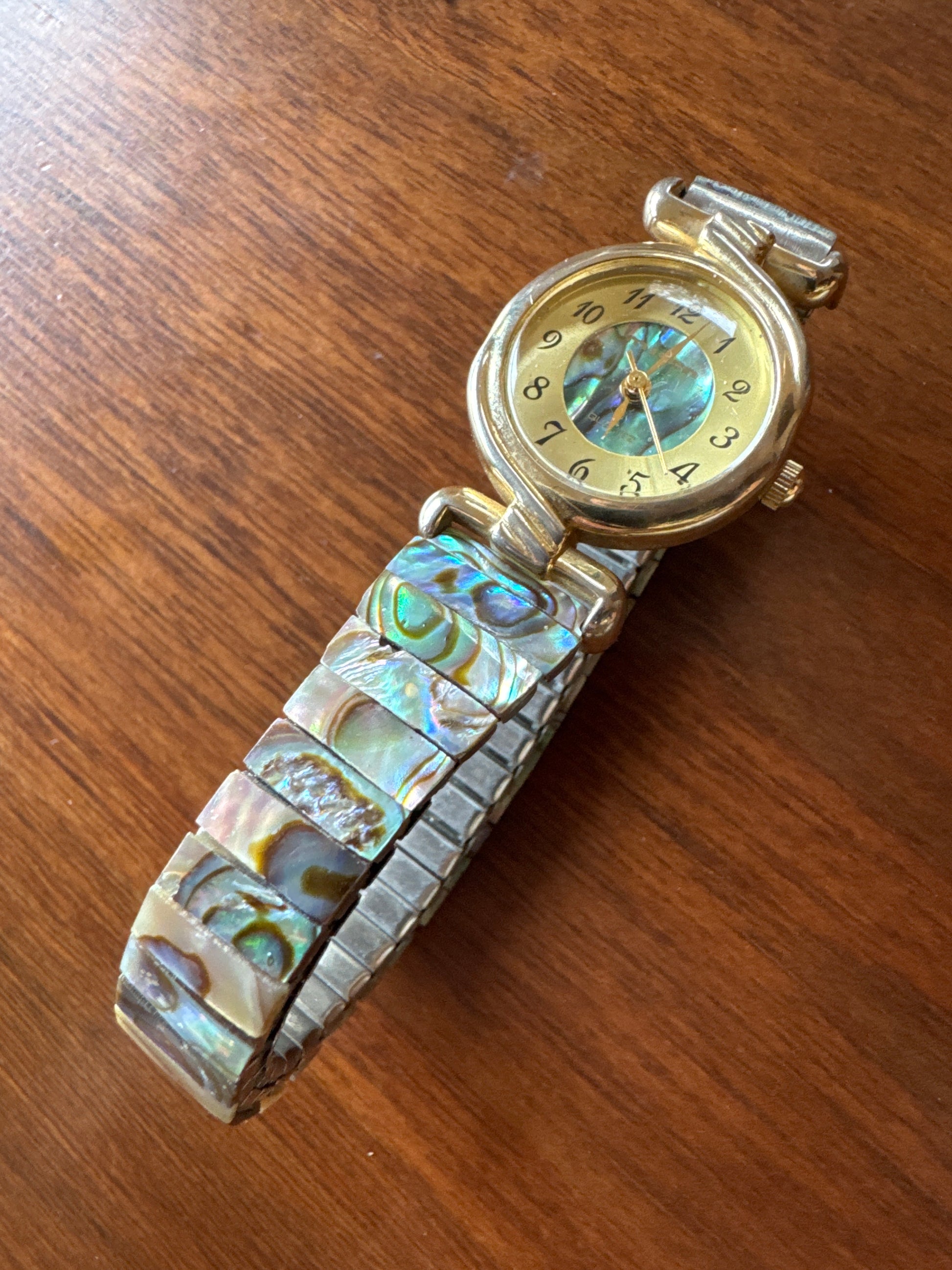 90s Abalone Expansion Band Wristwatch