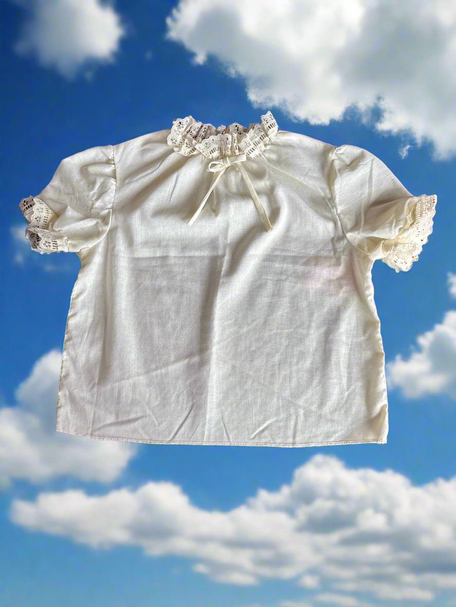 Kids Vintage Simple Boho Top with Lace Trim