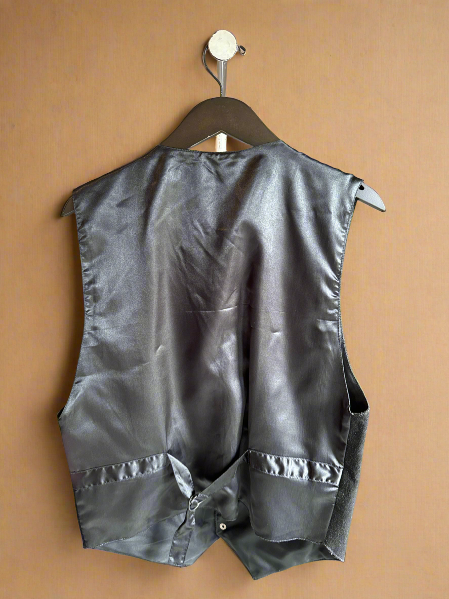90s Black Suede Snap Up Vest
