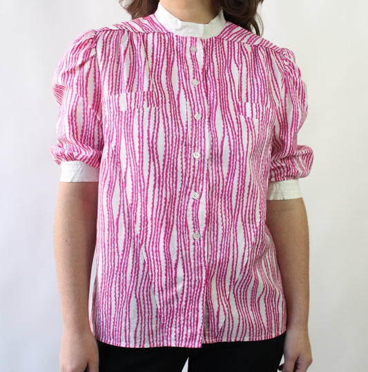 80s Nina Riccle Vibrant Wavy Blouse