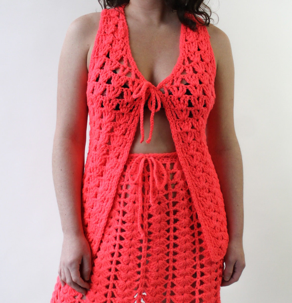 70s Hot Pink Crochet Vest