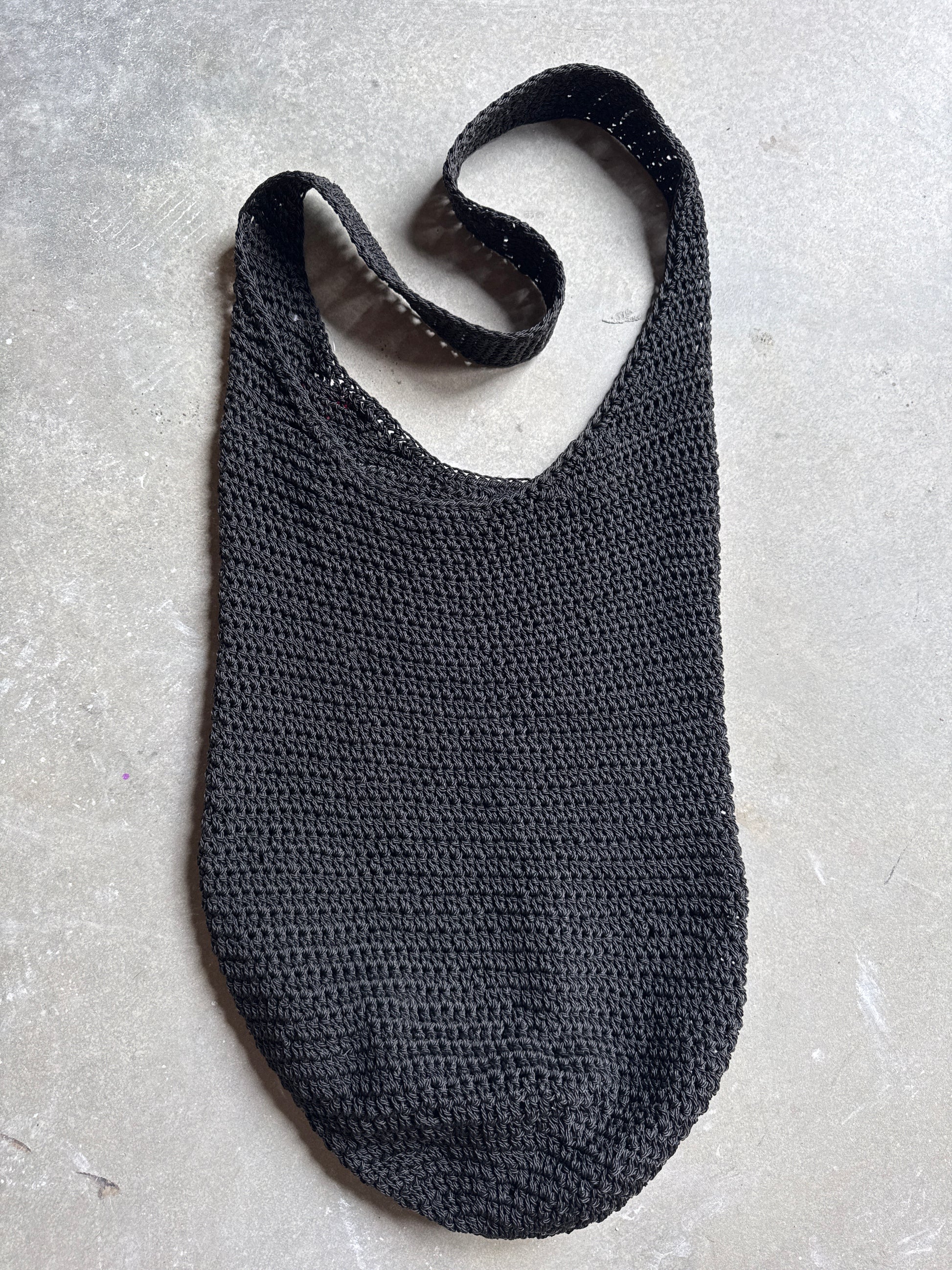 Vintage Black Knit Market Bag