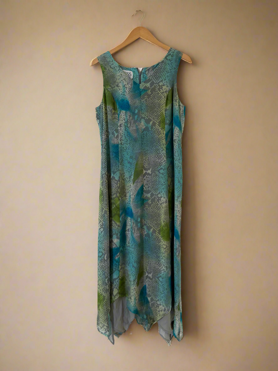 Y2K Aqua Colors Silk Snakeskin Dress