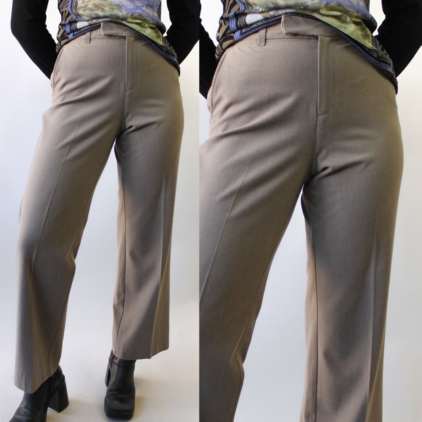 Y2K Neutral Flat Front Trousers