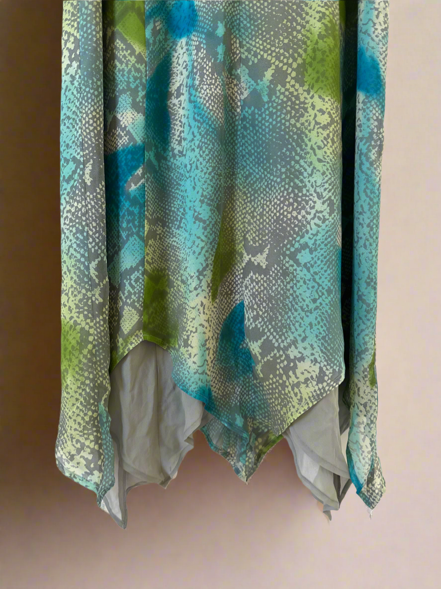 Y2K Aqua Colors Silk Snakeskin Dress