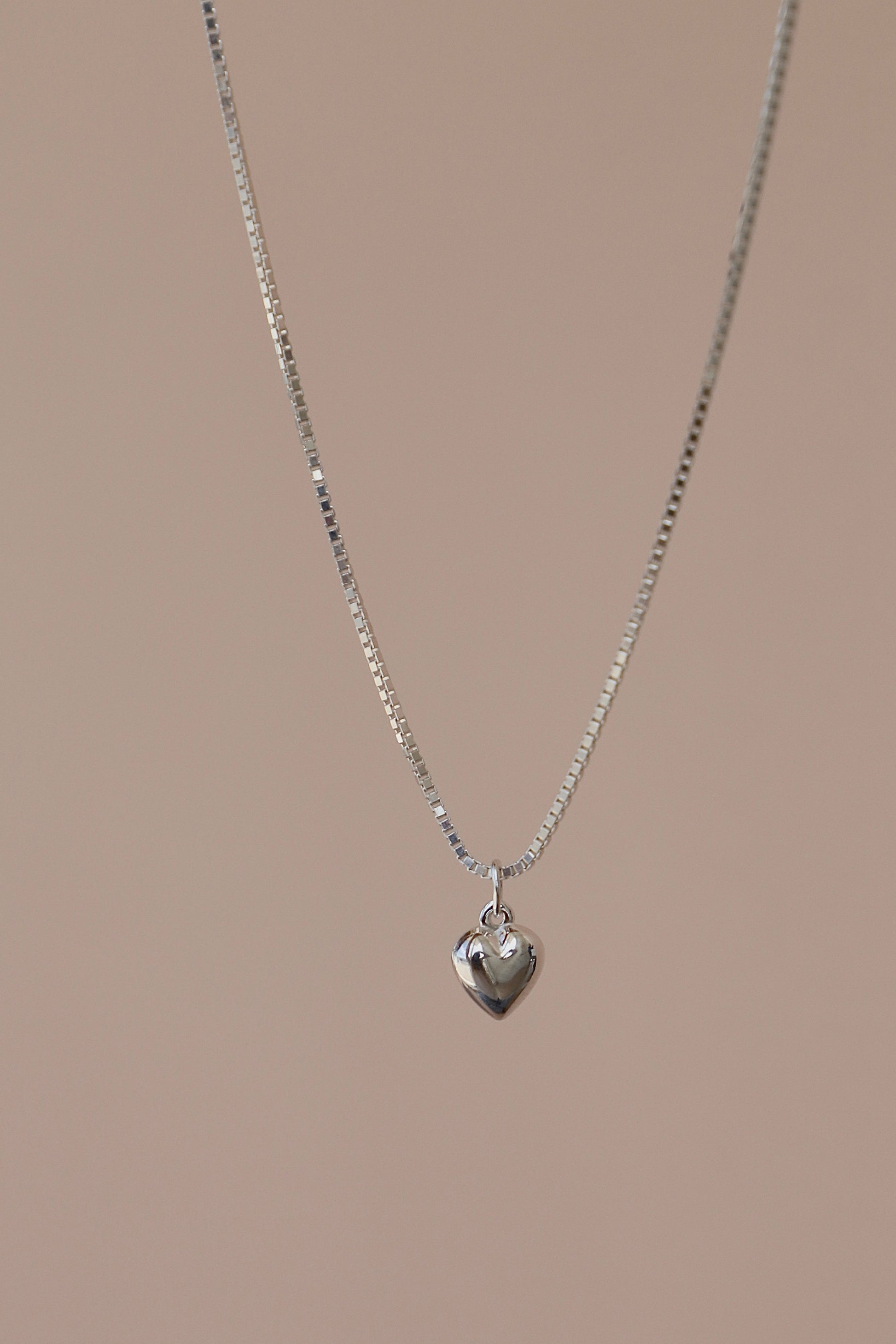 Mini Silver Puff Heart Charm