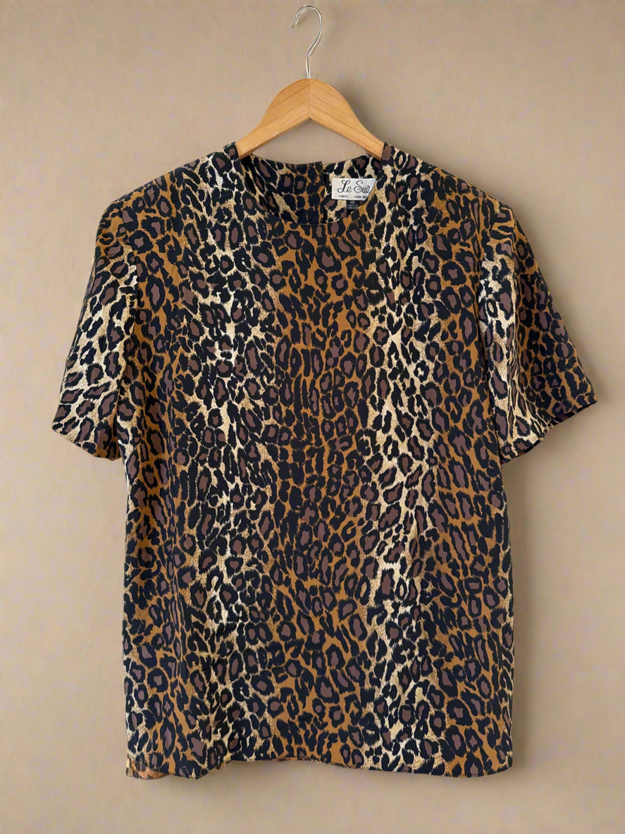 90s Boxy Leopard Print Top