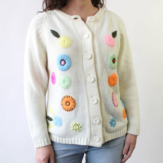 60s Hand Done Flower Power Cardigan