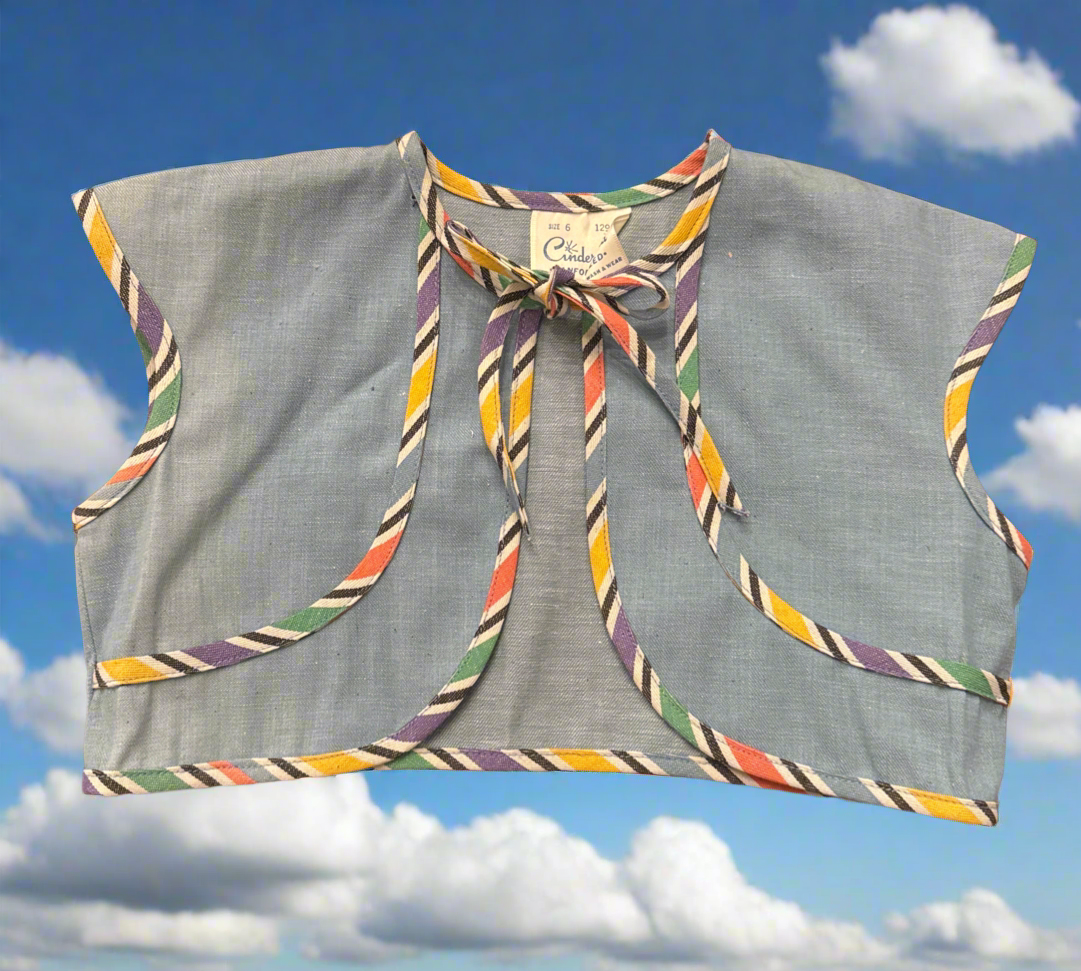 Kids Denim Vest with Rainbow Trim