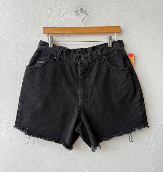 Reworked Cut Off Lee Black Denim Shorts