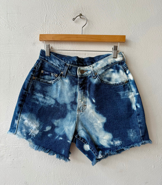 Reworked Cut & Bleach Lee Denim Shorts