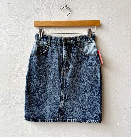 80s Stripes & Acid Wash Denim Skirt