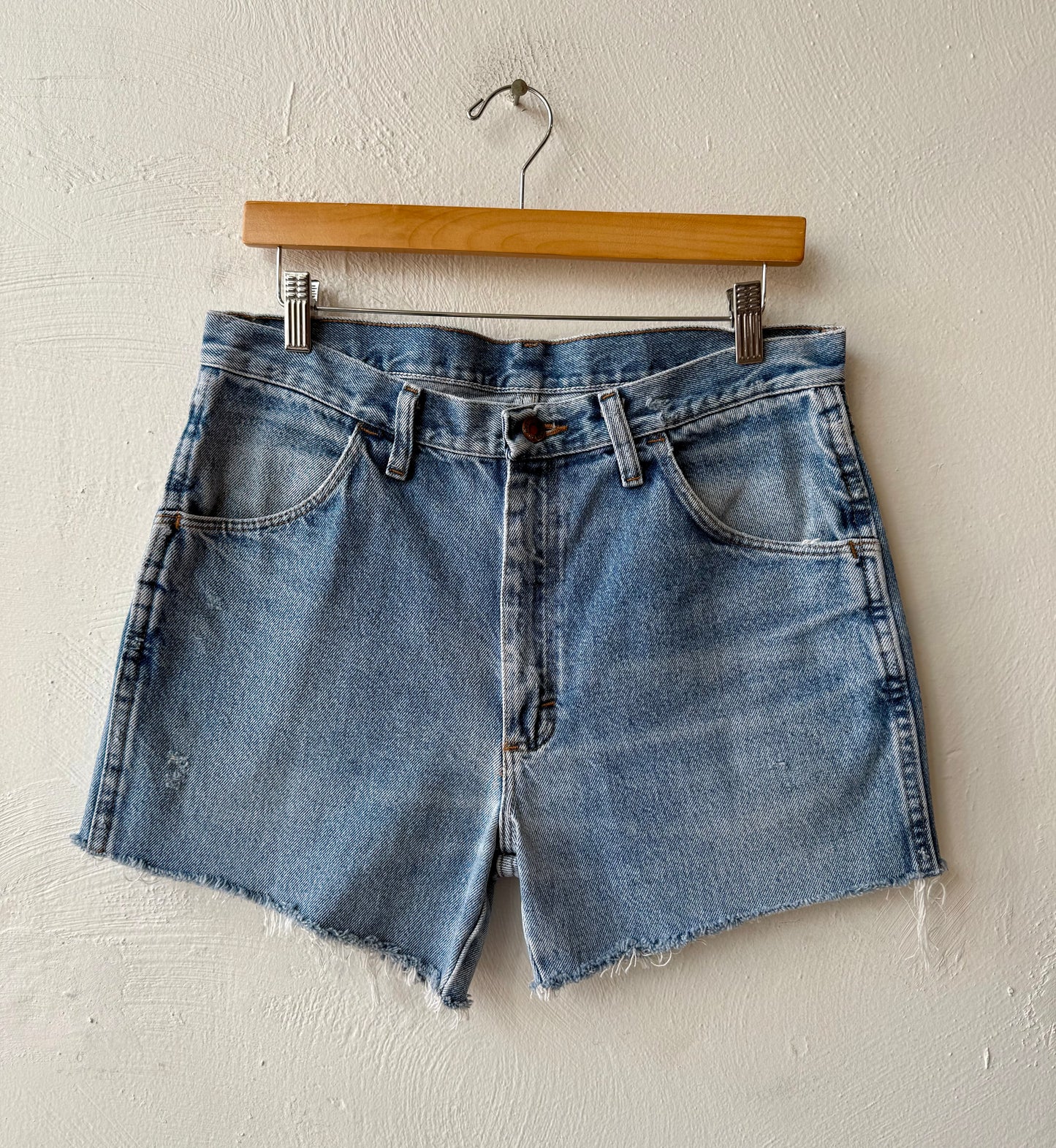 Reworked Cut & Distressed Rustler Jean Shorts