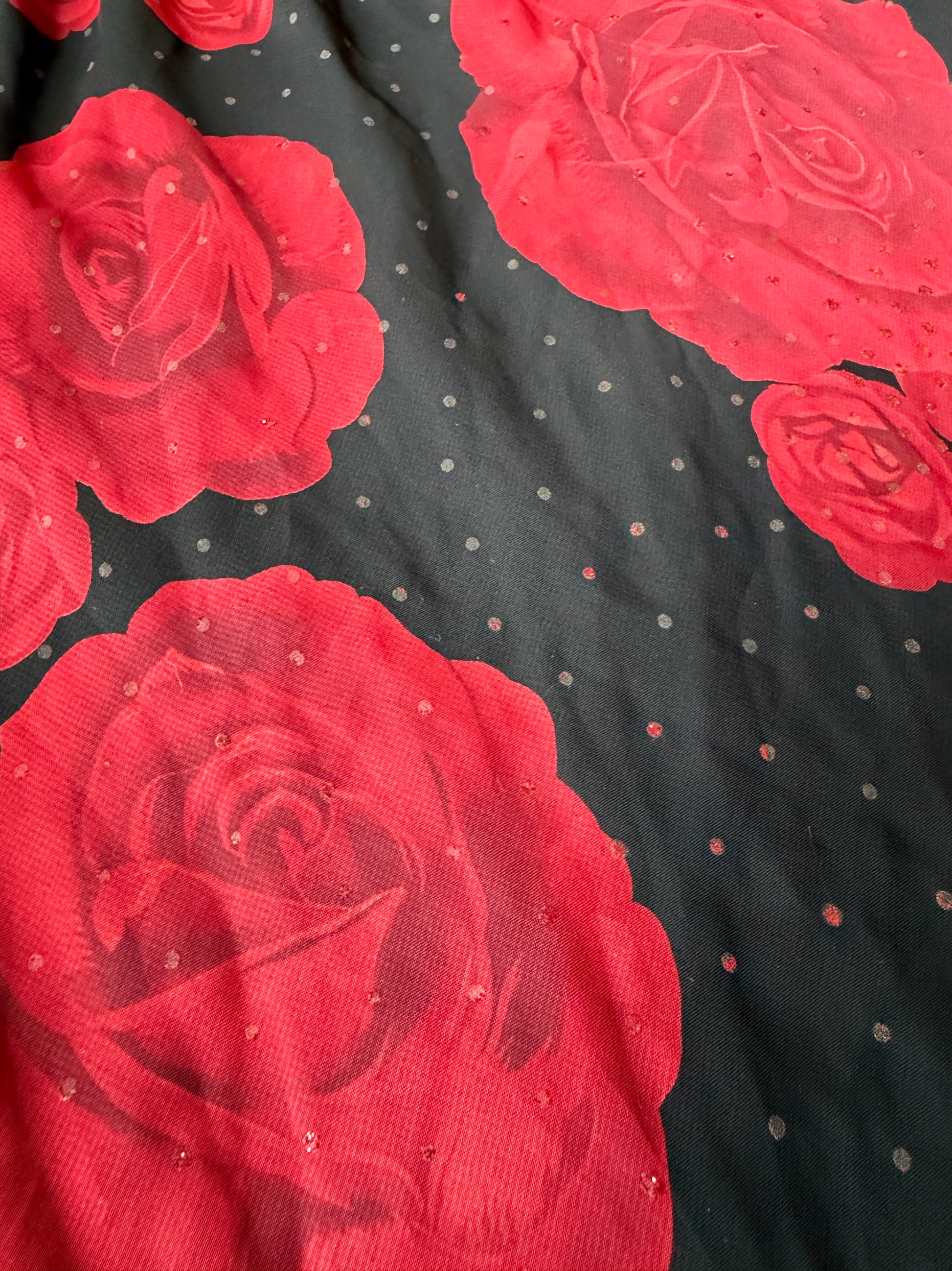 90s Dots and Roses Double Layer Skirt
