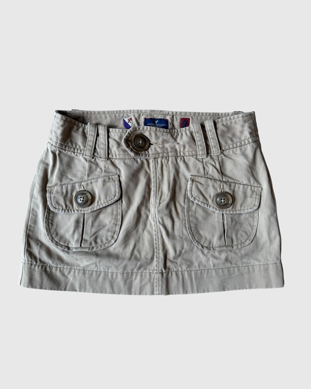 Y2K AEO Cotton Khaki School Girl Mini Skirt