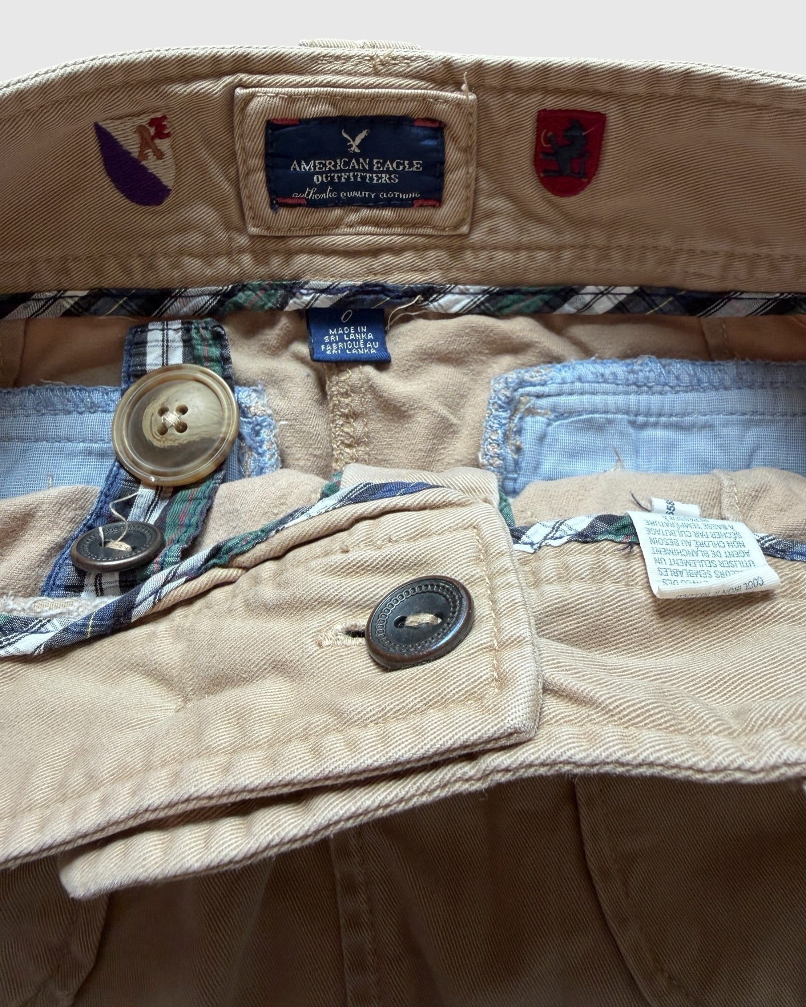 Y2K AEO Cotton Khaki School Girl Mini Skirt