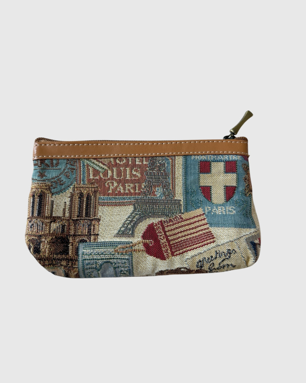 90s Embroidered France Themed Pouch
