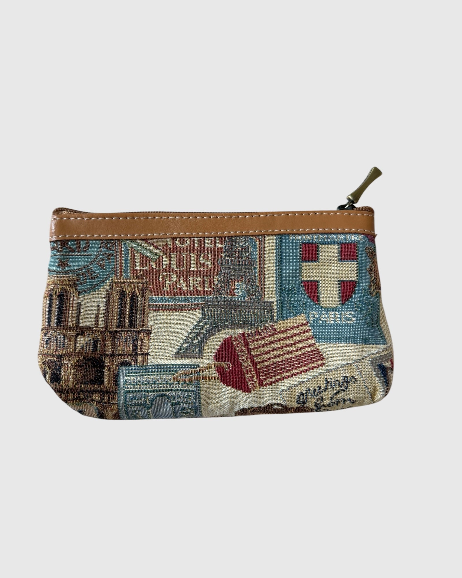 90s Embroidered France Themed Pouch