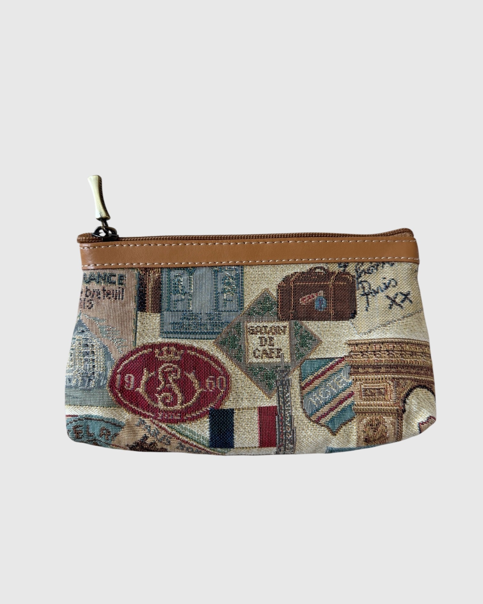 90s Embroidered France Themed Pouch