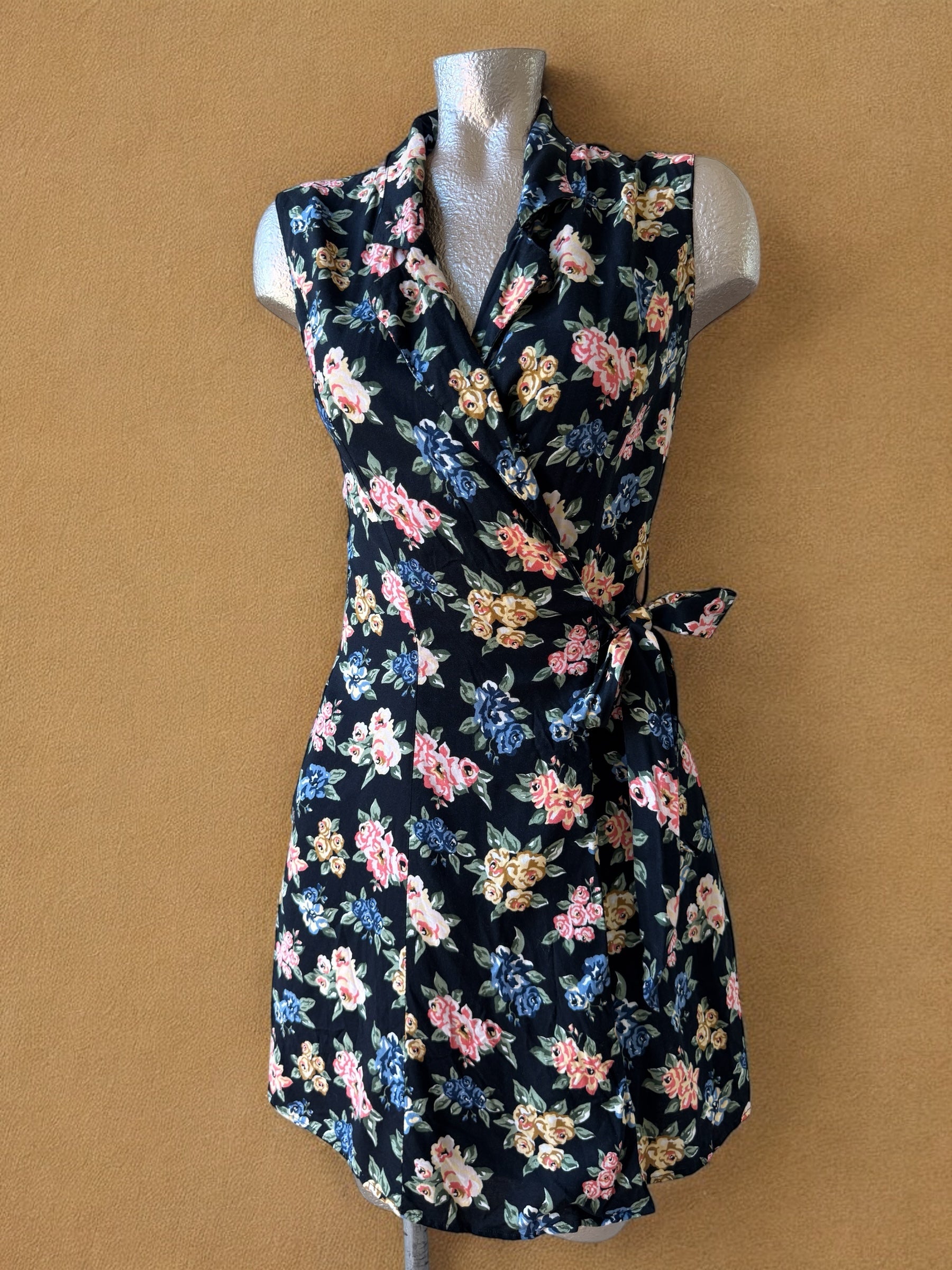 90s Floral Mini Wrap Dress
