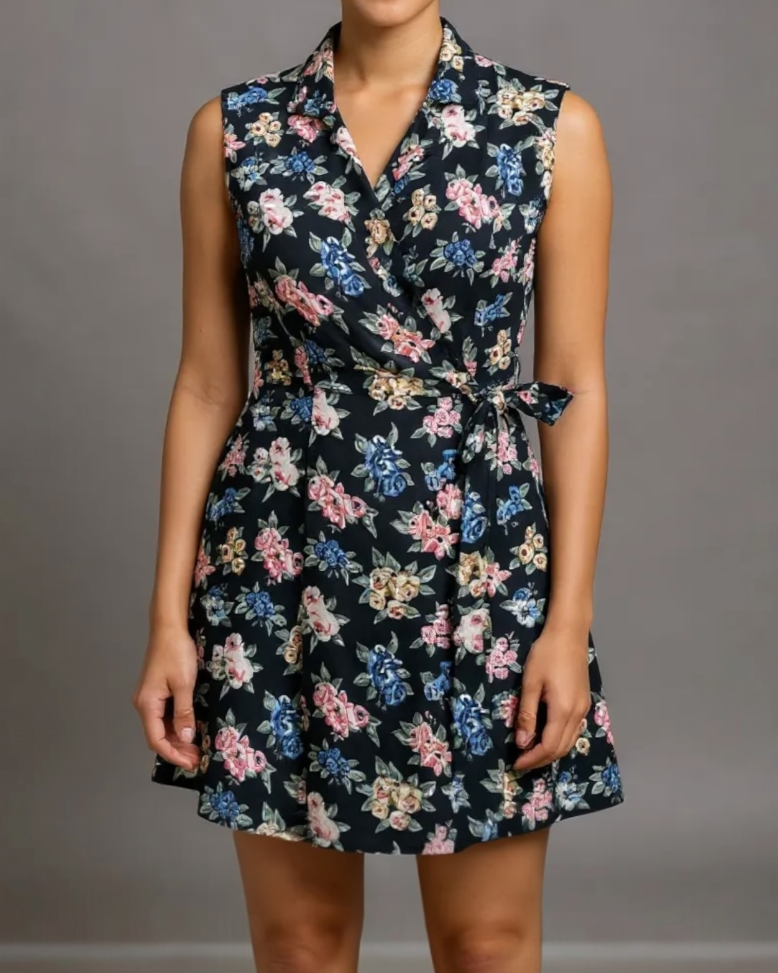 90s Floral Mini Wrap Dress