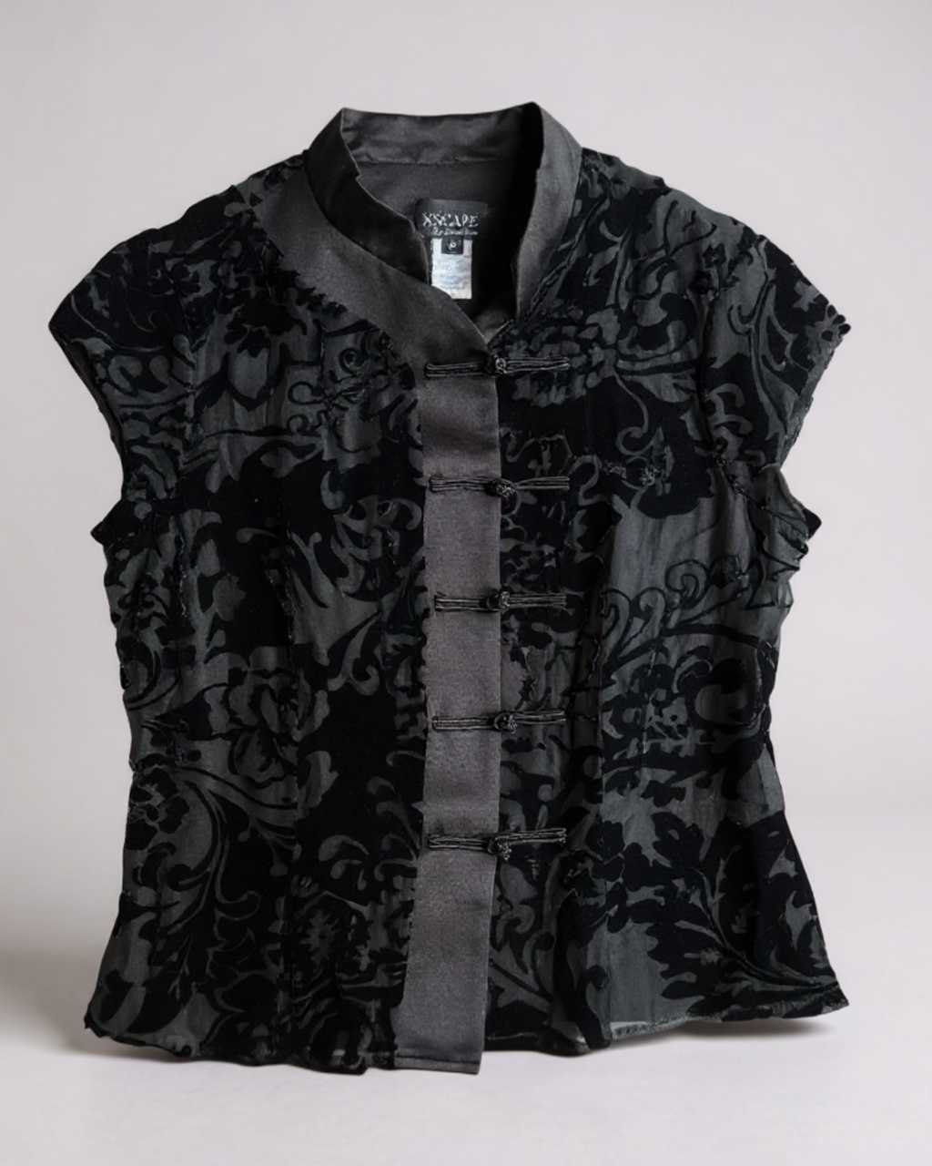 90s Burnout Mandarin Collar Top