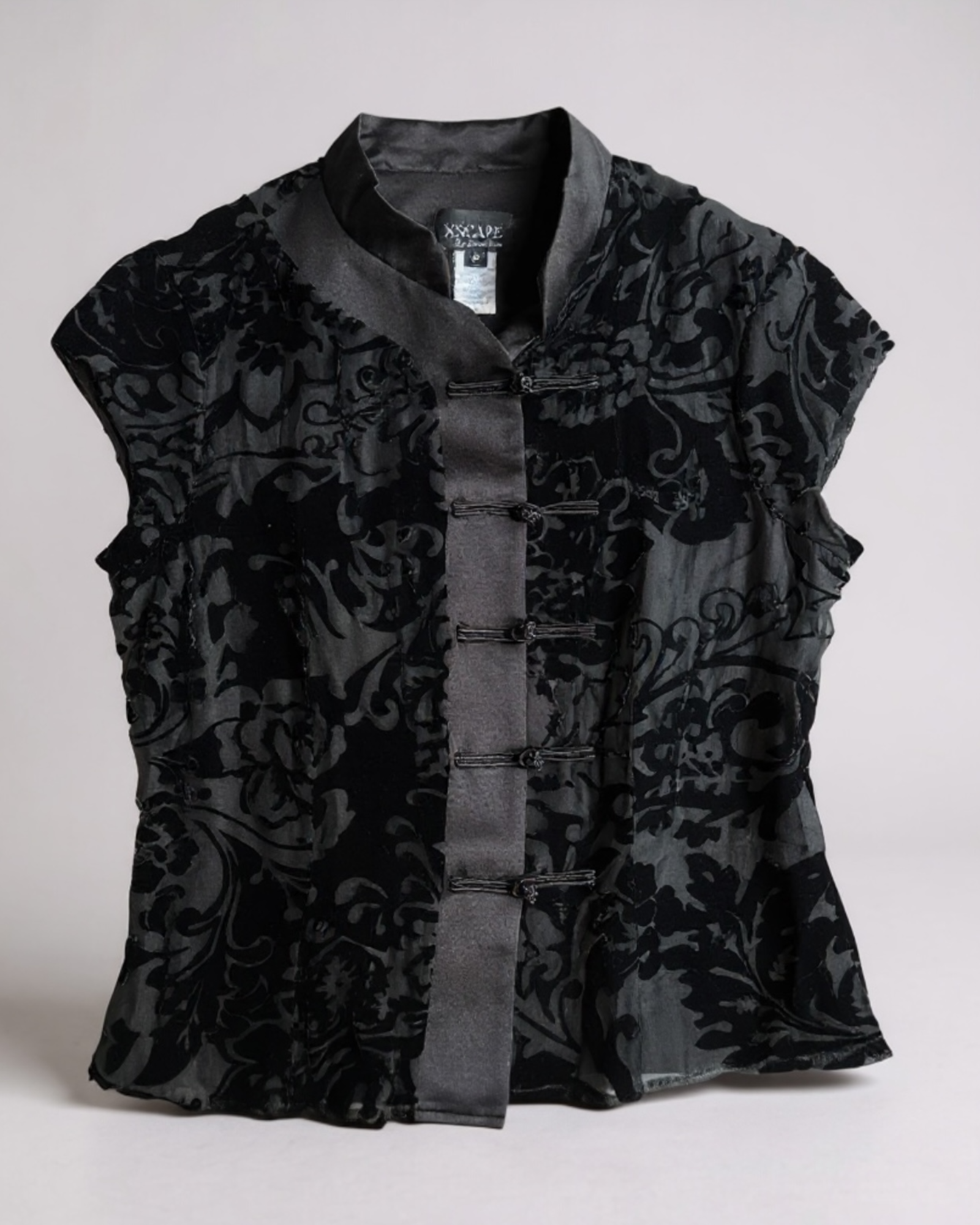 90s Burnout Mandarin Collar Top