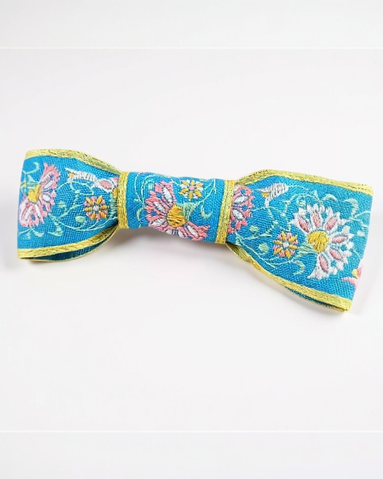 Handmade Vintage Trim Hair Bow - Blue
