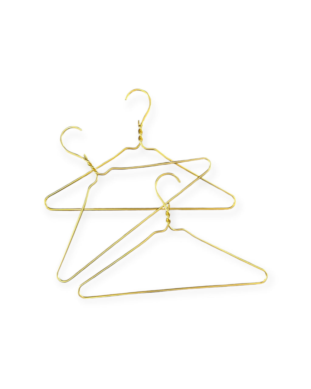 Vintage Brassy Metal Hangers - Set of 3