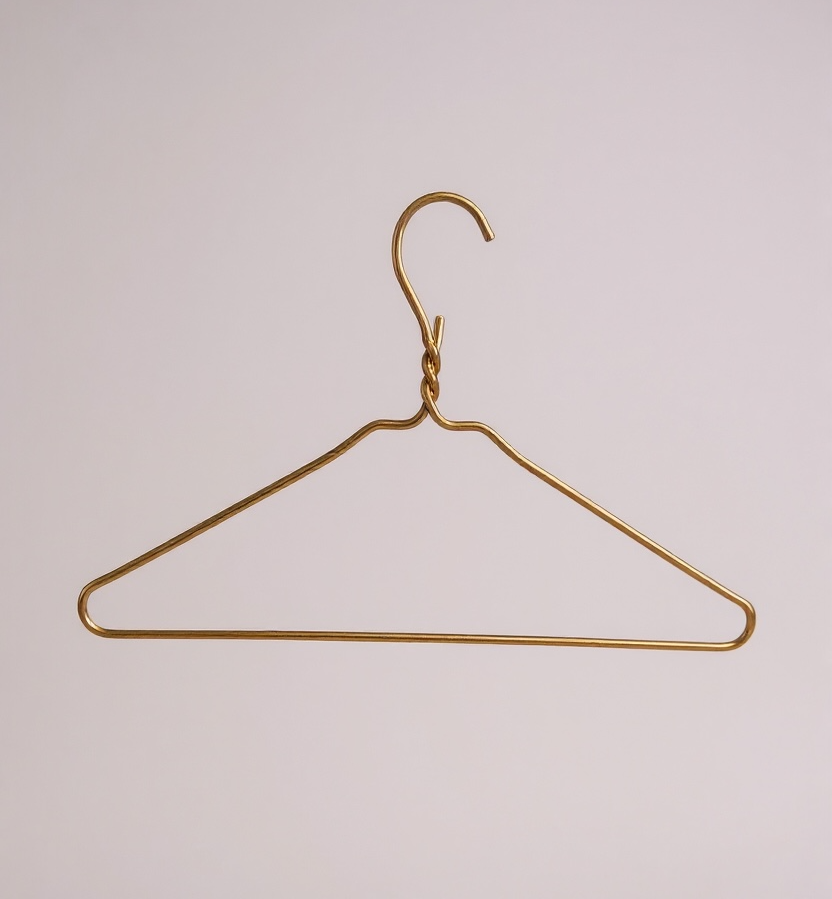 Vintage Brassy Metal Hangers - Set of 3
