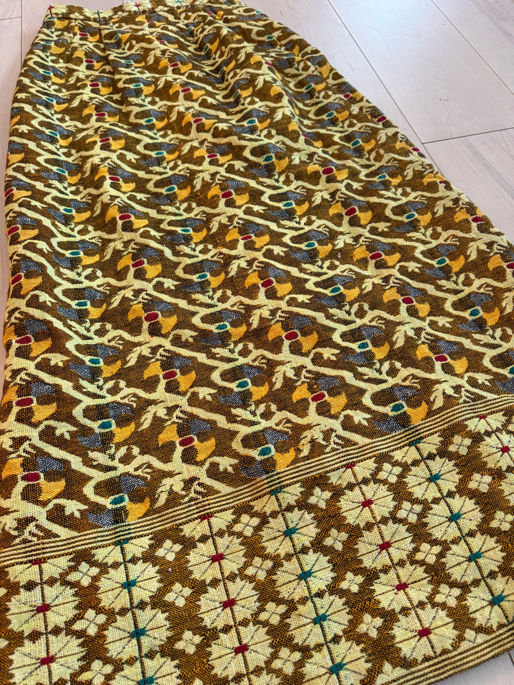 70s Indian Cotton Tapestry Maxi Skirt