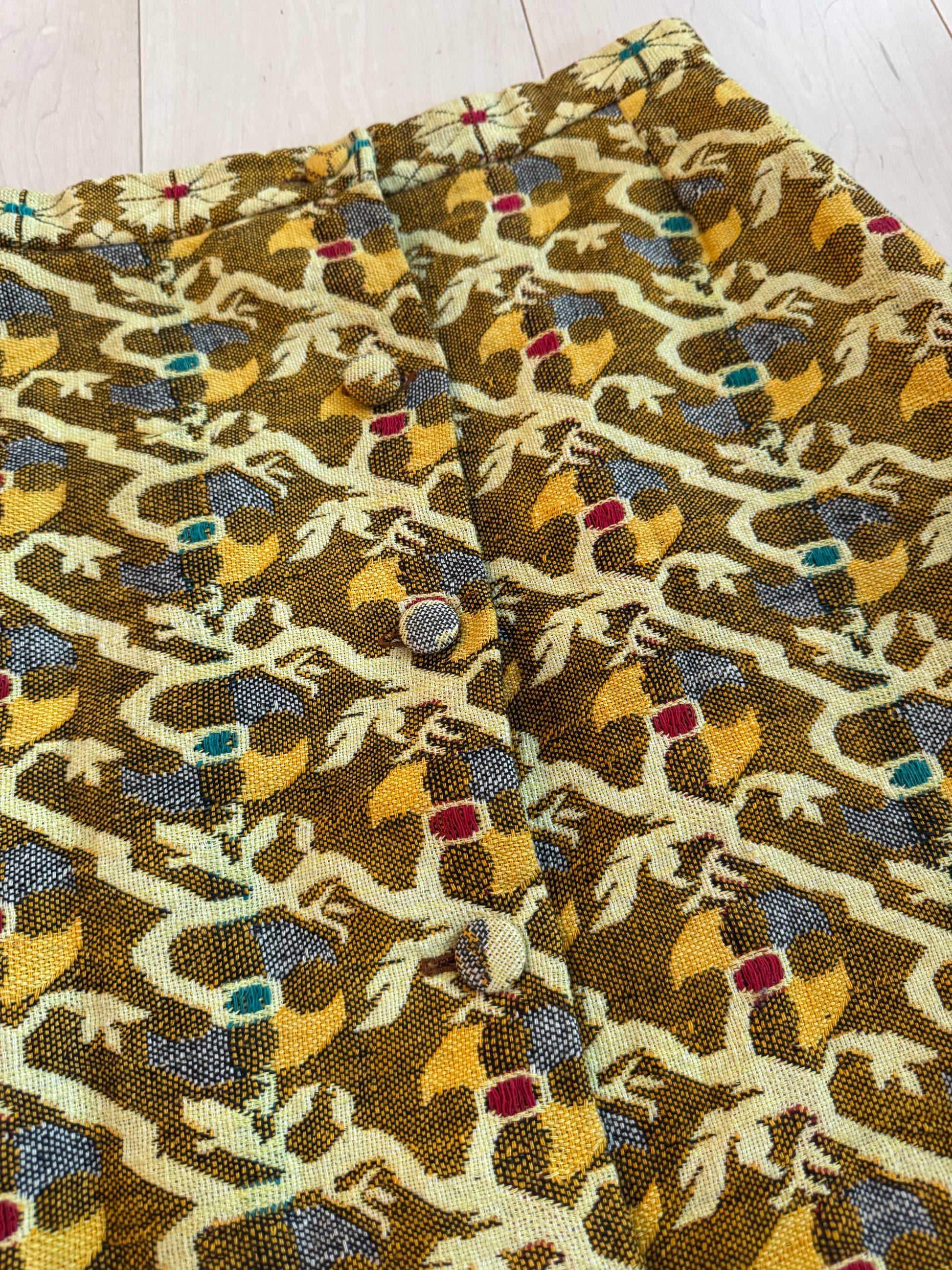 70s Indian Cotton Tapestry Maxi Skirt