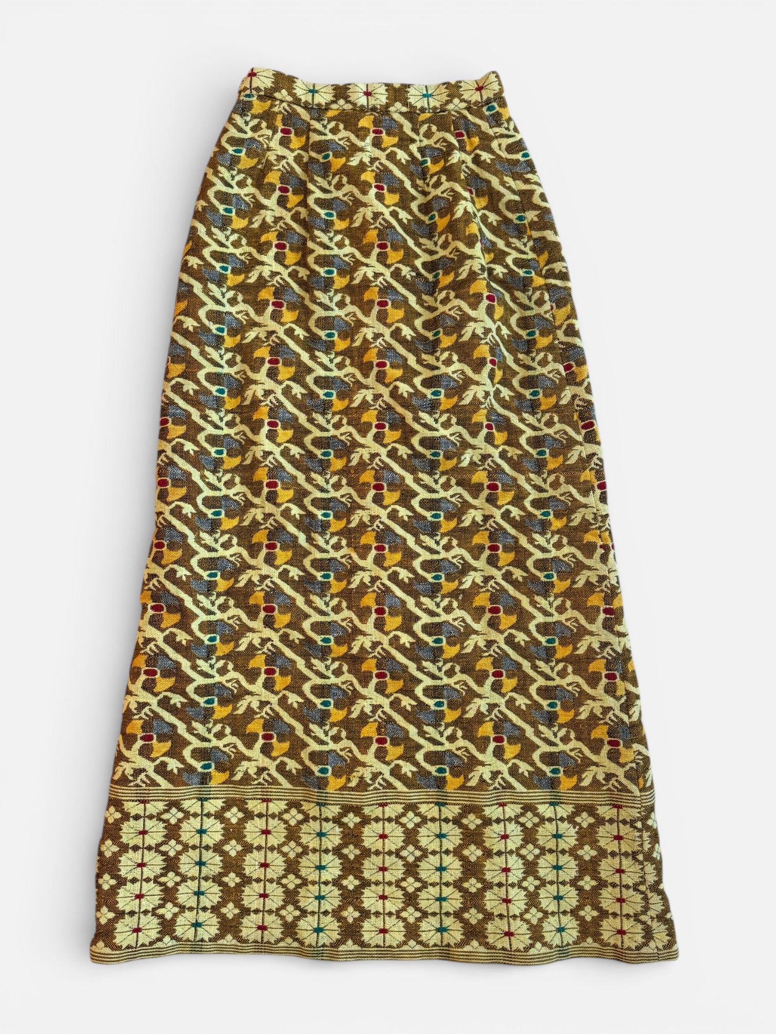 70s Indian Cotton Tapestry Maxi Skirt