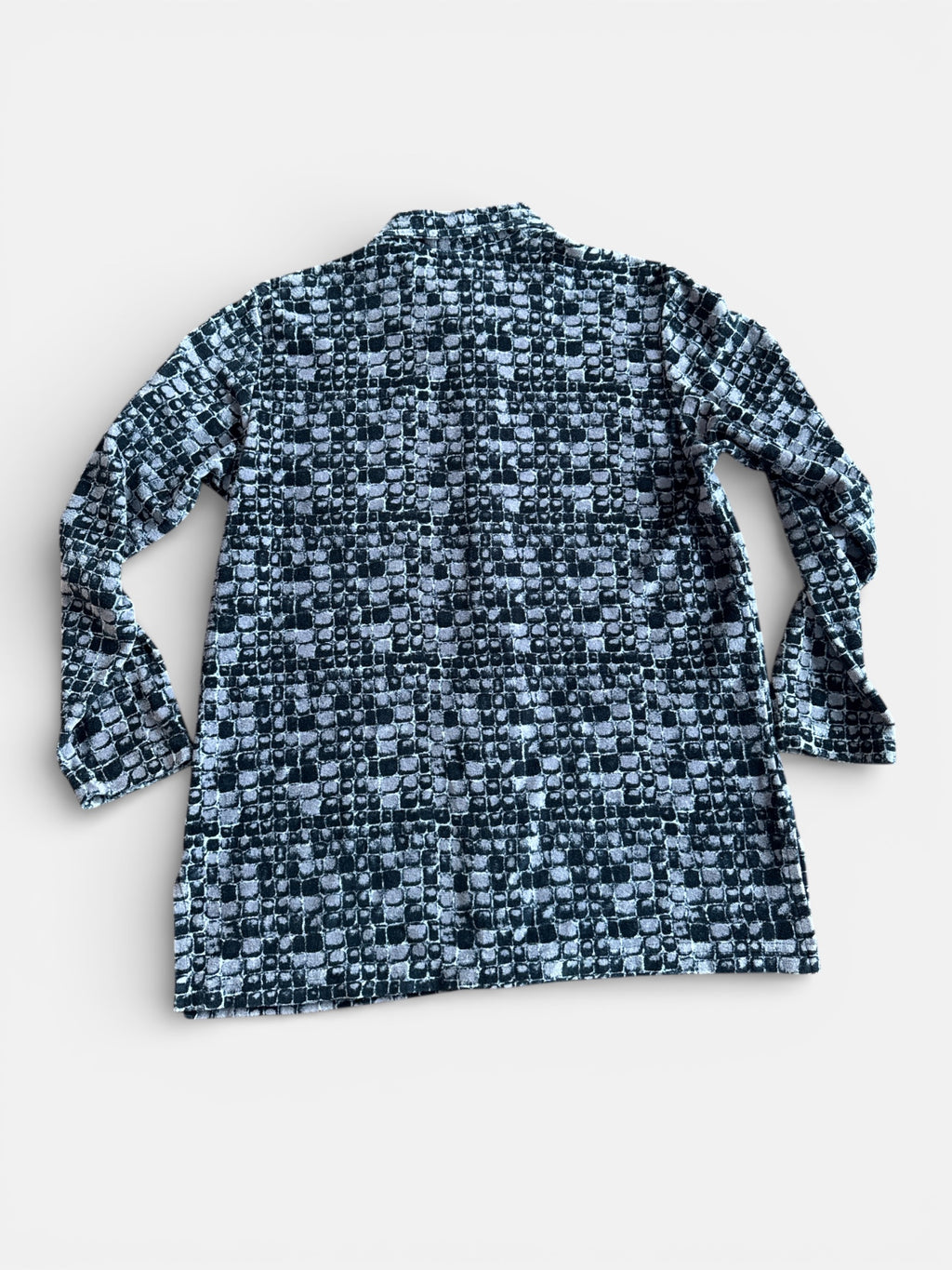 90s Velvety Reptile Print Button Up