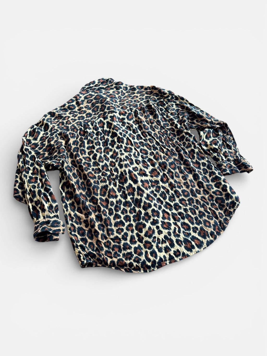 90s Leopard Print Rayon Button Up